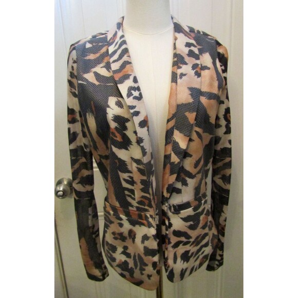 Oolala Cheetah Tiger Print Blazer Lightweight Jacket Retail $384 Size XS - Picture 2 of 7